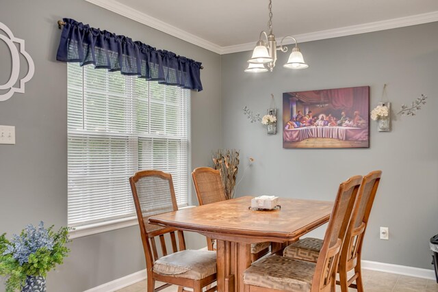 4538 Country Glen Cir, Grovetown, GA 30813 - dining area with baseboards, ornamental molding, and a chandelier