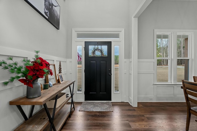 foyer entrance with dark wood-type flooring