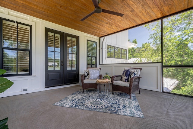 188 Lagoon Dr, Clarks Hill, SC 29821 - sunroom with a ceiling fan and french doors