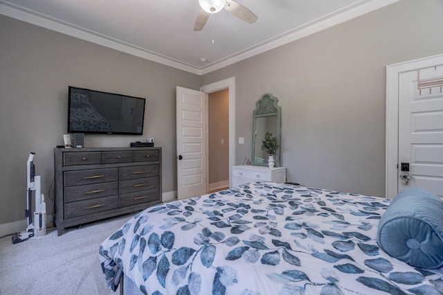 188 Lagoon Dr, Clarks Hill, SC 29821 - bedroom with light colored carpet, crown molding, and ceiling fan