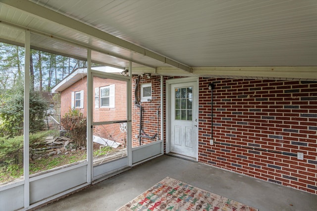 view of unfurnished sunroom