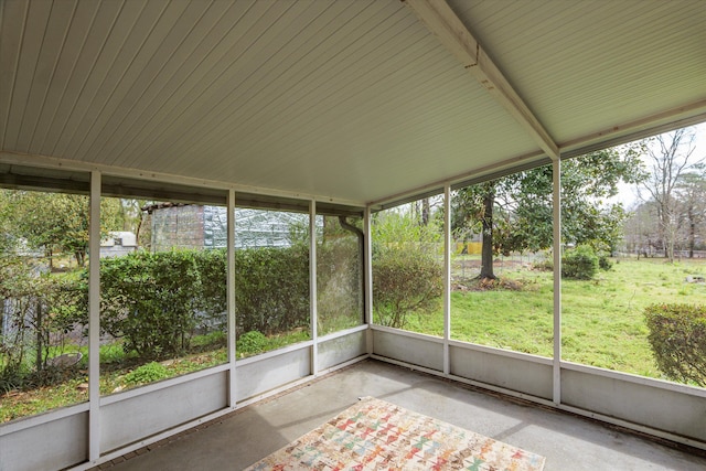 view of unfurnished sunroom