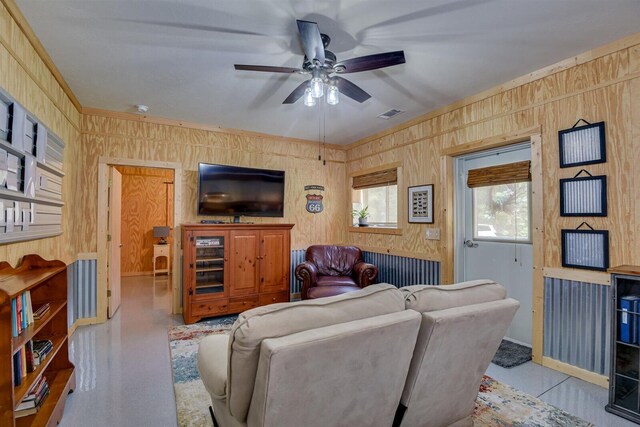 1370 Deerwood Cir, Stapleton, GA 30823 - living area with a ceiling fan and baseboards