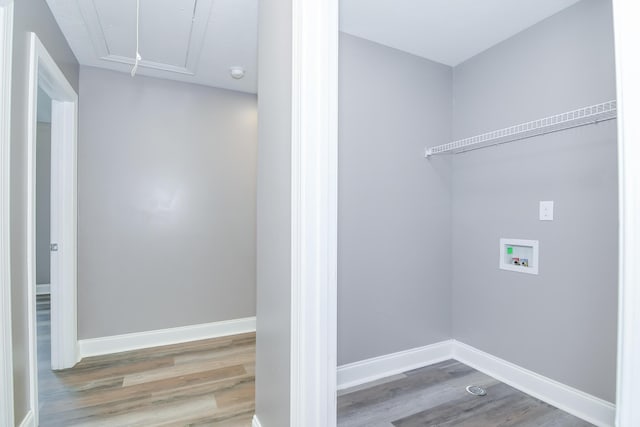 809 Richards Ct, Grovetown, GA 30813 - laundry area with attic access, wood finished floors, and washer hookup