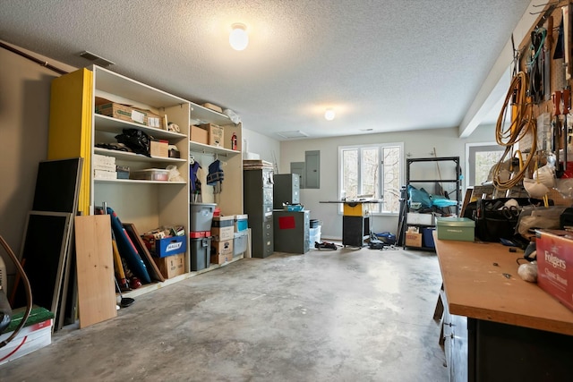 storage featuring electric panel and visible vents