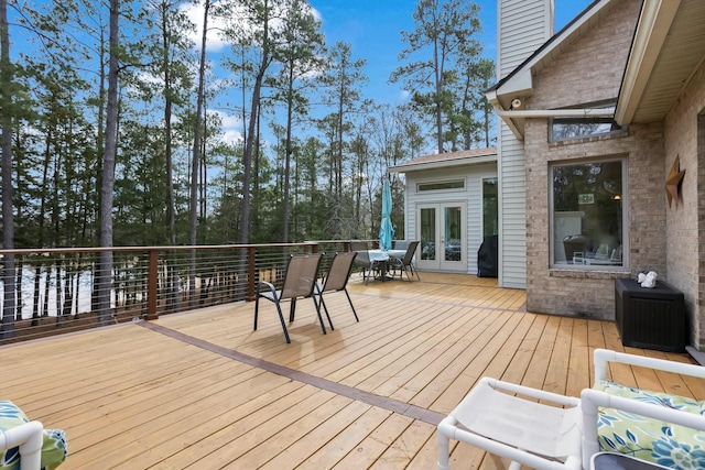 wooden terrace with french doors