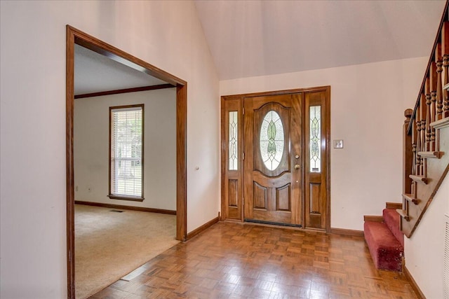 foyer with parquet floors