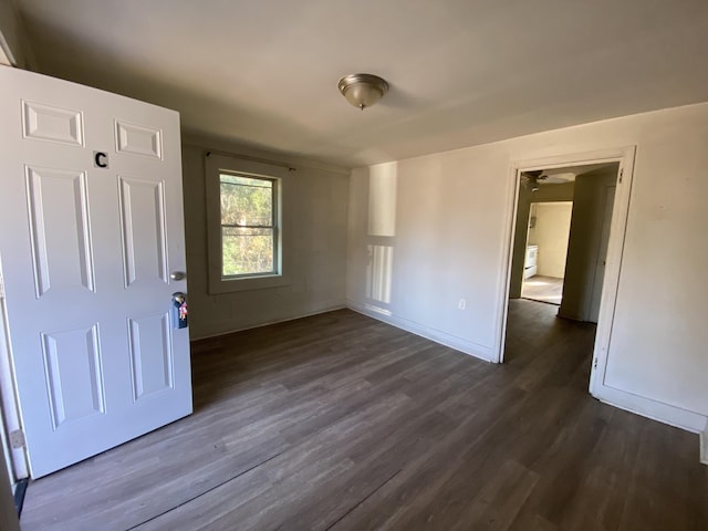 interior space with dark wood-type flooring