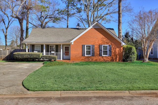 view of front of house featuring a front lawn and a porch