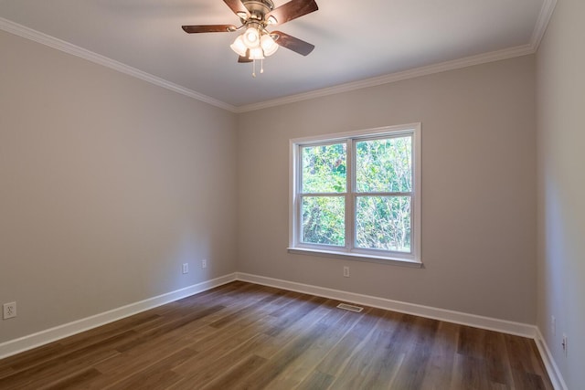 1036 Hampstead Pl, Martinez, GA 30907 - unfurnished room with dark wood finished floors, ornamental molding, and ceiling fan