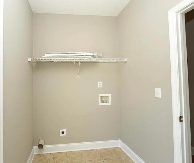 laundry room featuring hookup for a washing machine, hookup for an electric dryer, and light tile patterned floors