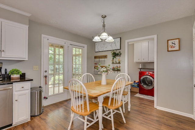 864 Chase Rd, Evans, GA 30809 - dining space with washer / dryer, wood finished floors, and baseboards
