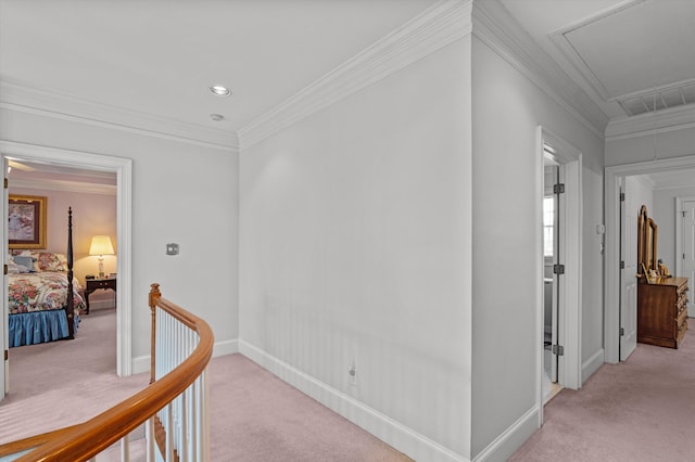 608 Saw Grass Dr, Martinez, GA 30907 - hall featuring light colored carpet, attic access, baseboards, and visible vents