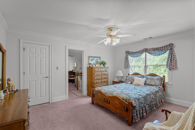 608 Saw Grass Dr, Martinez, GA 30907 - bedroom with light colored carpet, visible vents, and ornamental molding