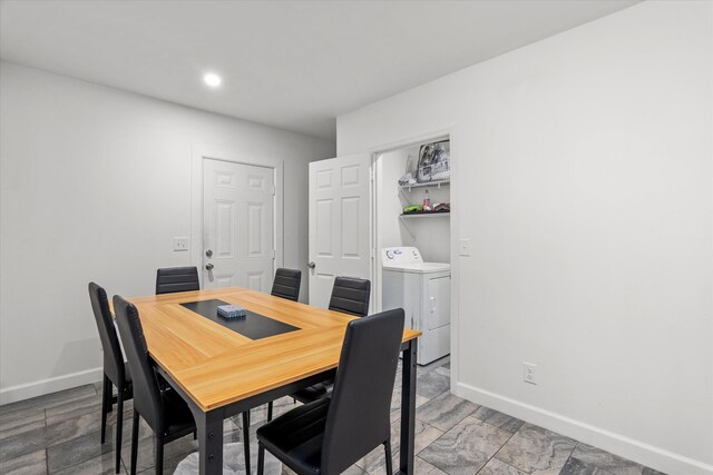 2156 Telfair St, Augusta, GA 30904 - dining space featuring baseboards, separate washer and dryer, recessed lighting, and a desk