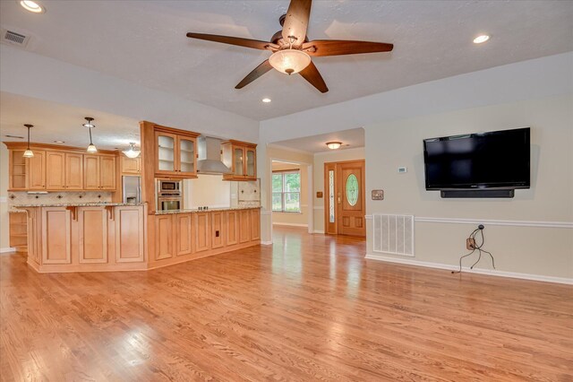 3129 Goolsby Rd, Blythe, GA 30805 - unfurnished living room featuring light wood finished floors, ceiling fan, and recessed lighting