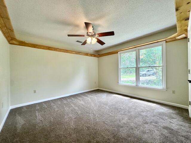 3129 Goolsby Rd, Blythe, GA 30805 - carpeted spare room featuring a ceiling fan, a textured ceiling, and baseboards