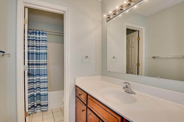 3129 Goolsby Rd, Blythe, GA 30805 - full bathroom with vanity, tile patterned flooring, and shower / tub combo with curtain
