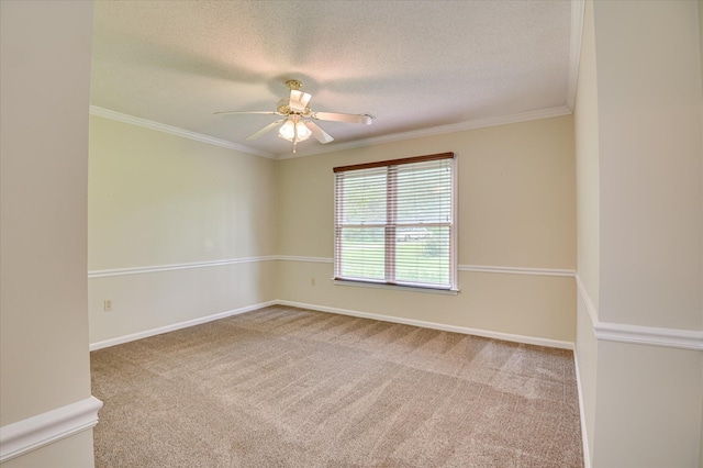 3129 Goolsby Rd, Blythe, GA 30805 - spare room featuring ornamental molding, carpet floors, a ceiling fan, and a textured ceiling