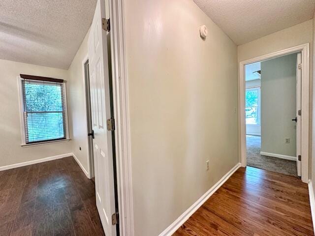 3129 Goolsby Rd, Blythe, GA 30805 - hallway with a textured ceiling, plenty of natural light, dark wood-type flooring, and baseboards