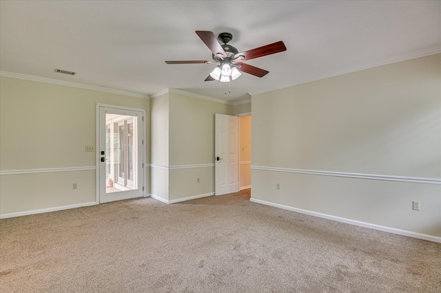 3129 Goolsby Rd, Blythe, GA 30805 - carpeted spare room featuring a ceiling fan and crown molding