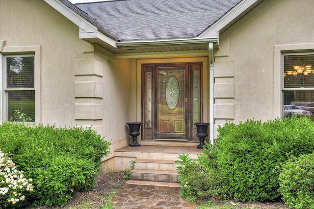 3129 Goolsby Rd, Blythe, GA 30805 - property entrance featuring a shingled roof and stucco siding