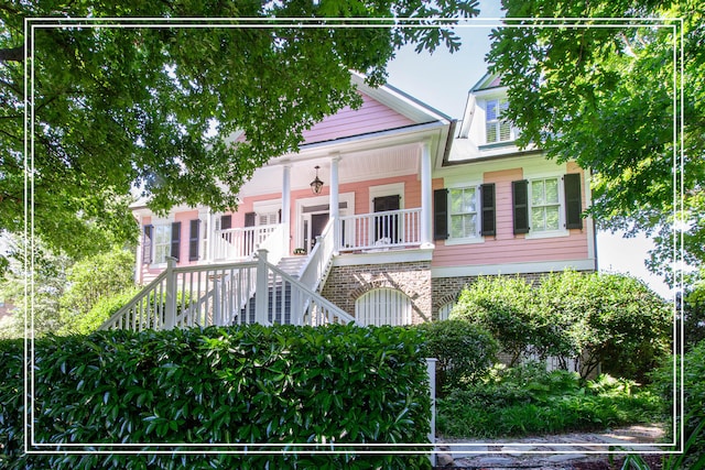 114 Altamaha Dr, North Augusta, SC 29841 - view of front of home featuring stairway, ceiling fan, and covered porch
