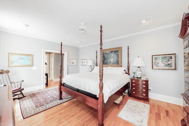 114 Altamaha Dr, North Augusta, SC 29841 - bedroom featuring baseboards, light wood-type flooring, and crown molding