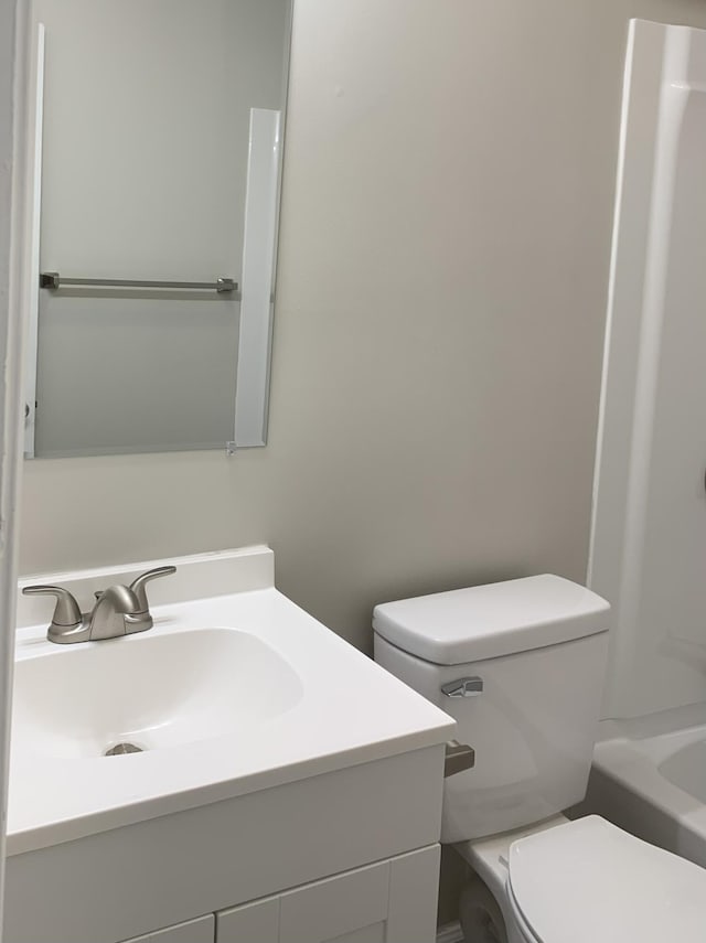 full bathroom with vanity, toilet, and shower / bathing tub combination