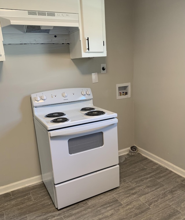 kitchen with white cabinetry and electric stove