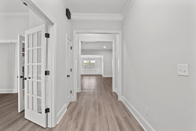 751 Bancroft Dr, Grovetown, GA 30813 - corridor featuring wood finished floors, a chandelier, and ornamental molding