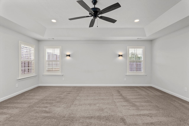 751 Bancroft Dr, Grovetown, GA 30813 - carpeted spare room with a tray ceiling, recessed lighting, and ceiling fan