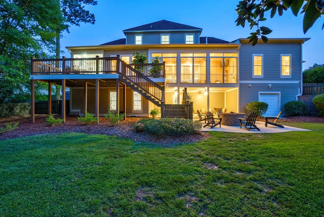 3820 Blue Springs Trce, Evans, GA 30809 - back of house featuring stairway, a patio, a deck, and a sunroom