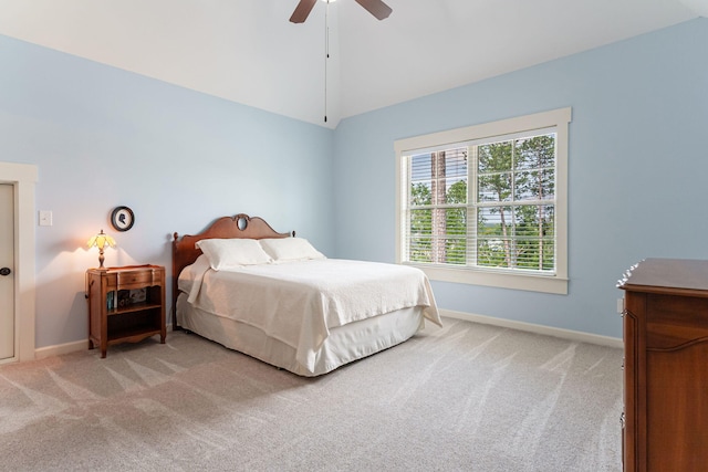 3820 Blue Springs Trce, Evans, GA 30809 - bedroom featuring lofted ceiling, light carpet, baseboards, and ceiling fan