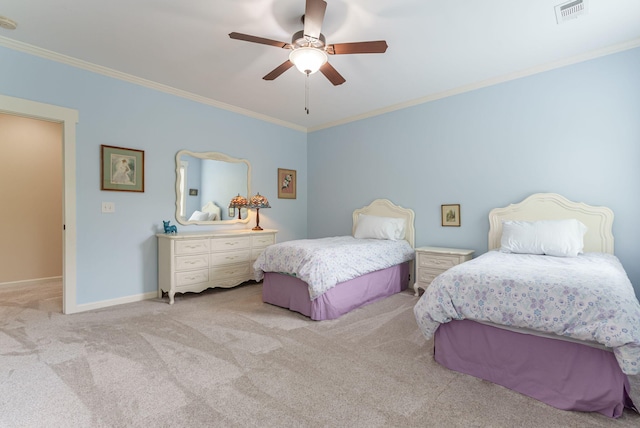 3820 Blue Springs Trce, Evans, GA 30809 - carpeted bedroom with crown molding, baseboards, and a ceiling fan