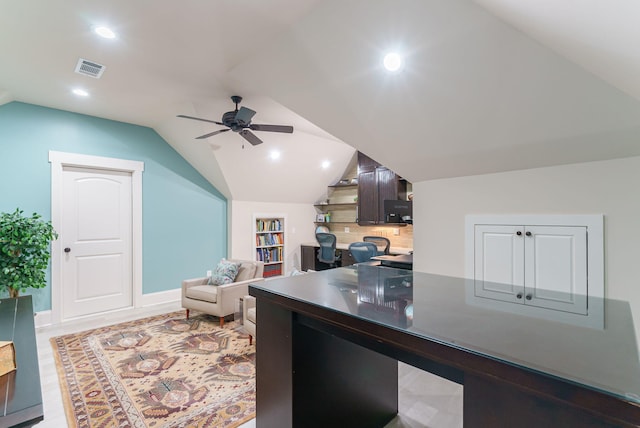 3820 Blue Springs Trce, Evans, GA 30809 - office with vaulted ceiling, ceiling fan, recessed lighting, and baseboards