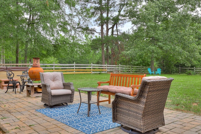 711 Augusta St, Mccormick, SC 29835 - view of patio featuring a hot tub and view of scattered trees