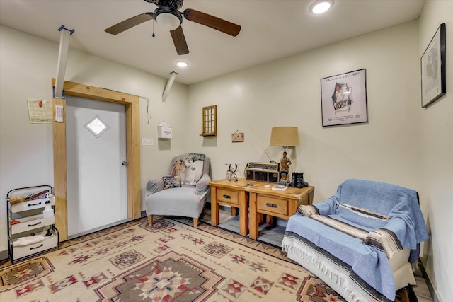 711 Augusta St, Mccormick, SC 29835 - sitting room with a ceiling fan and recessed lighting