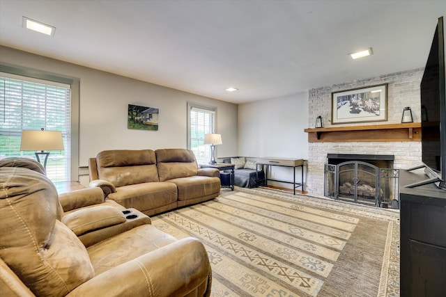 711 Augusta St, Mccormick, SC 29835 - living room featuring a brick fireplace