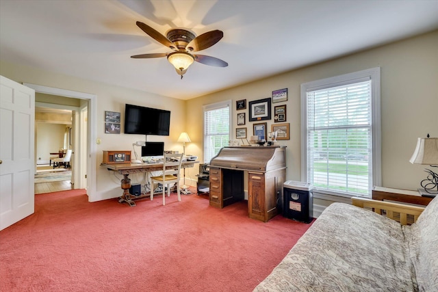 711 Augusta St, Mccormick, SC 29835 - carpeted office with ceiling fan and baseboards
