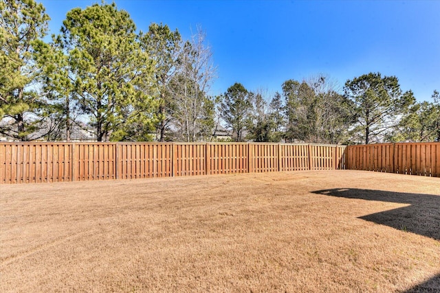 view of yard featuring a fenced backyard