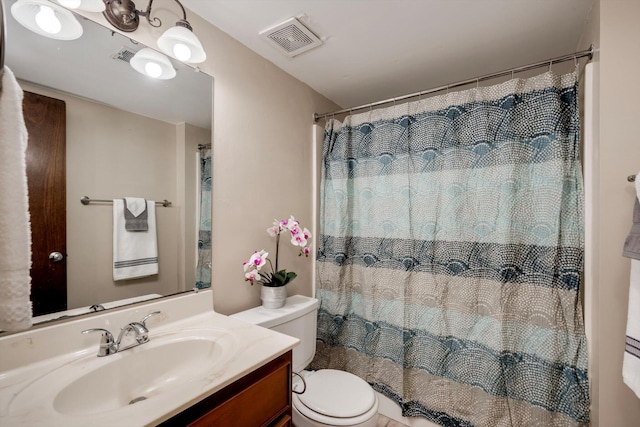 20 Teal Ct, North Augusta, SC 29841 - bathroom featuring toilet, a shower with curtain, visible vents, and vanity