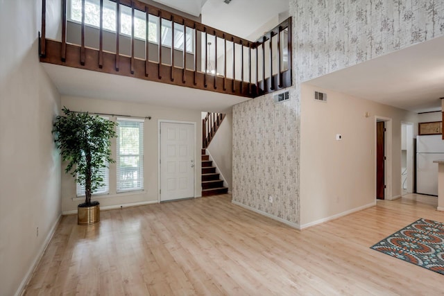 20 Teal Ct, North Augusta, SC 29841 - foyer featuring visible vents, baseboards, wood finished floors, and stairway