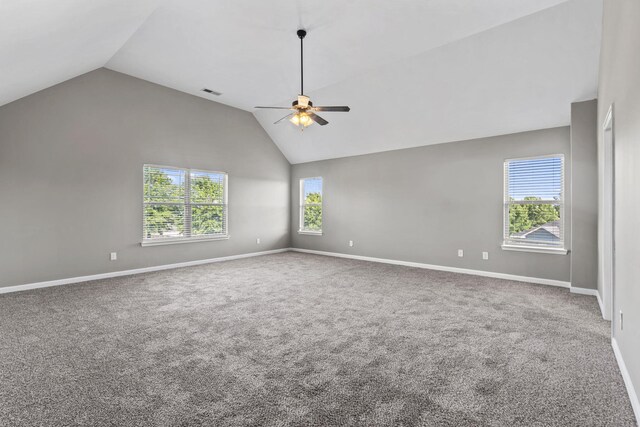 4938 Coal Creek Dr, Graniteville, SC 29829 - carpeted spare room with vaulted ceiling, ceiling fan, and baseboards