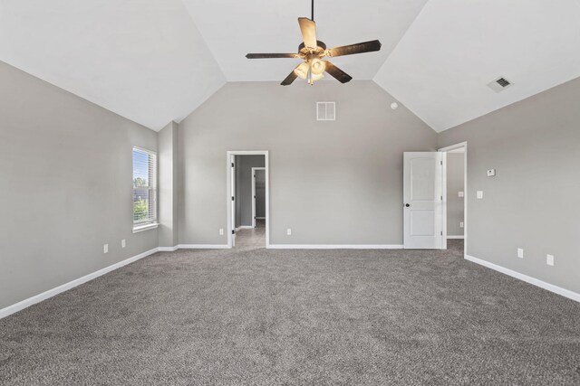 4938 Coal Creek Dr, Graniteville, SC 29829 - carpeted spare room with ceiling fan, high vaulted ceiling, and baseboards