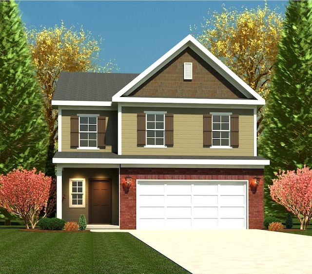 28 Coslett Dr, North Augusta, SC 29860 - view of front facade with a garage, driveway, a front lawn, and brick siding