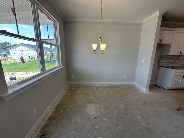 28 Coslett Dr, North Augusta, SC 29860 - unfurnished dining area with crown molding and a chandelier