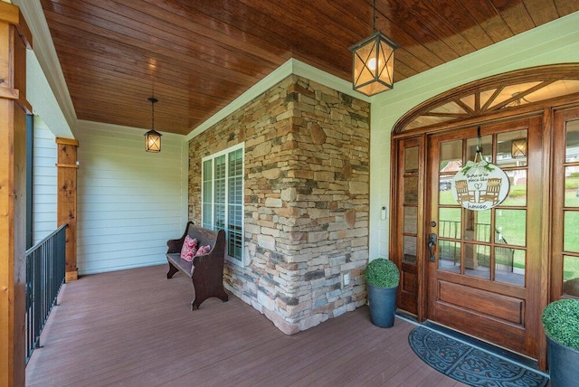 295 River Wind Dr, North Augusta, SC 29841 - doorway to property featuring covered porch and stone siding