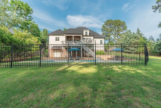 295 River Wind Dr, North Augusta, SC 29841 - rear view of property with stairs, a fenced backyard, a deck, and a patio