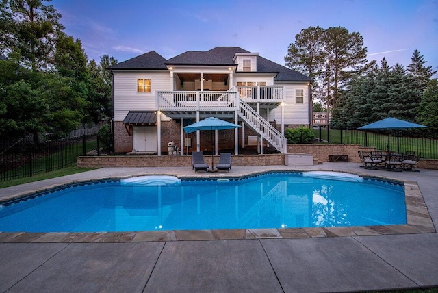 295 River Wind Dr, North Augusta, SC 29841 - view of pool with a wooden deck, stairway, a patio, and outdoor dining area